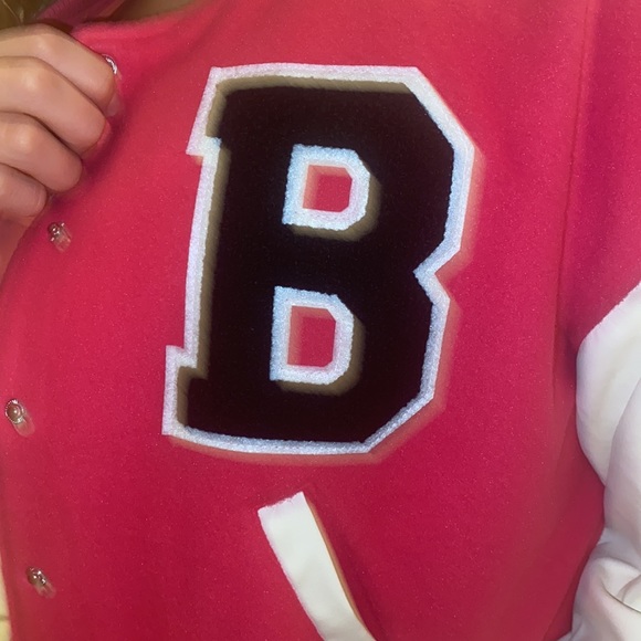 Barbie Pink Varsity Letter Baseball Jacket Love Tree Coat Large - Picture 4 of 13